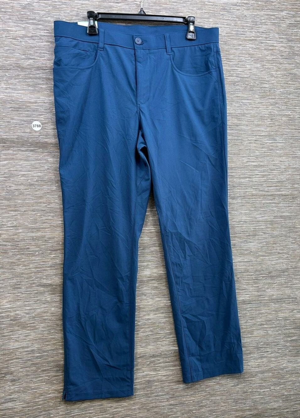 Penguin Sport Pants Mens Sz 34x30 Blue Polyester Khakis Casual Straight Leg NEW